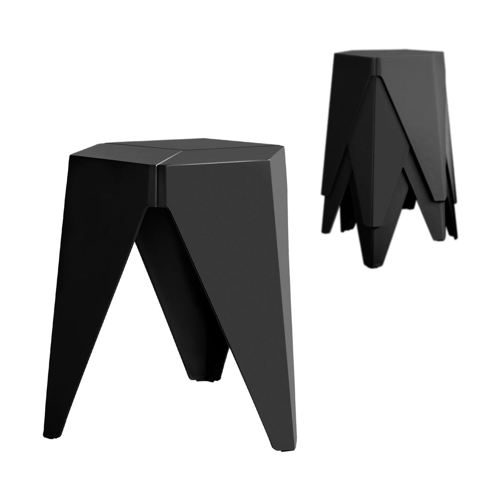 Korra 4PC Puzzle Stool Plastic Bar Stools Stackable Black