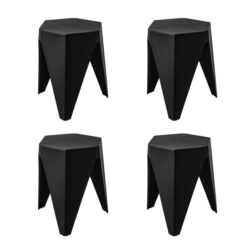 Korra 4PC Puzzle Stool Plastic Bar Stools Stackable Black