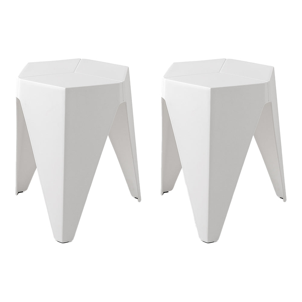 Korra 2x Bar Stools Puzzle Plastic Foot Stool White