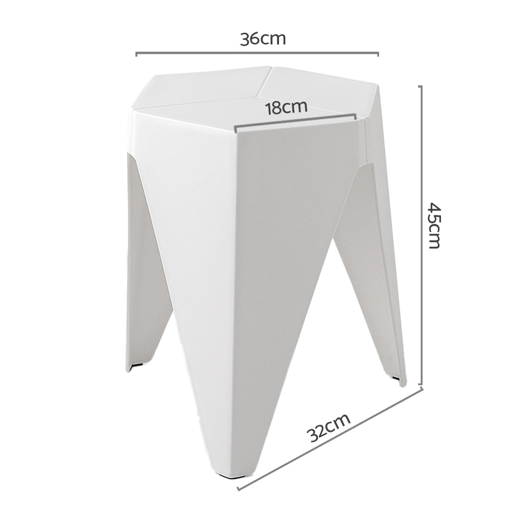 Korra 2x Bar Stools Puzzle Plastic Foot Stool White