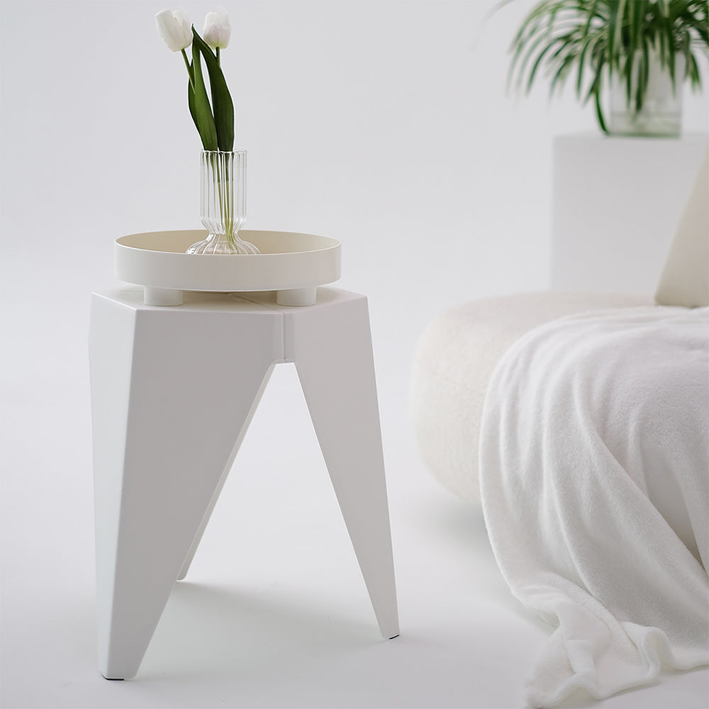 Korra 2x Bar Stools Puzzle Plastic Foot Stool White