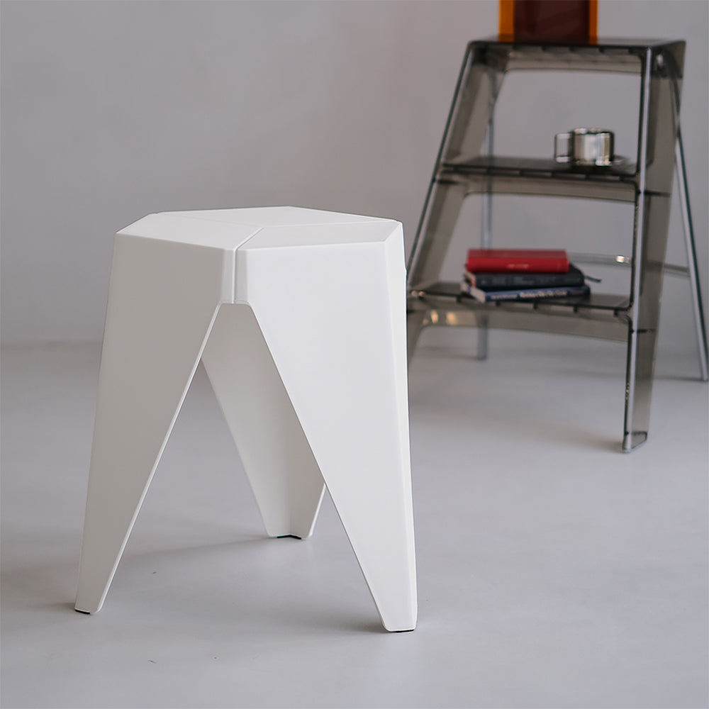 Korra 2x Bar Stools Puzzle Plastic Foot Stool White