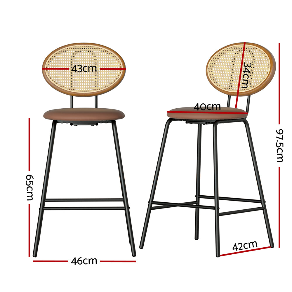 Korra 4x Bar Stools PU Leather Stools Brown