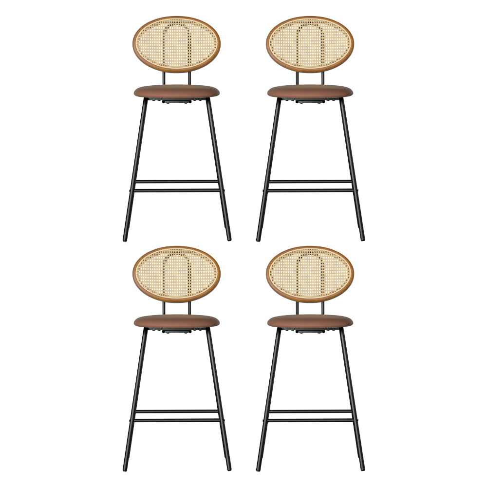 Korra 4x Bar Stools PU Leather Stools Brown