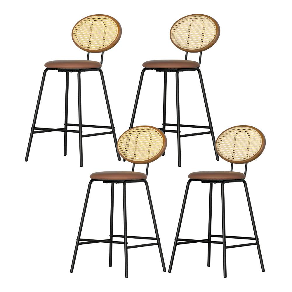 Korra 4x Bar Stools PU Leather Stools Brown
