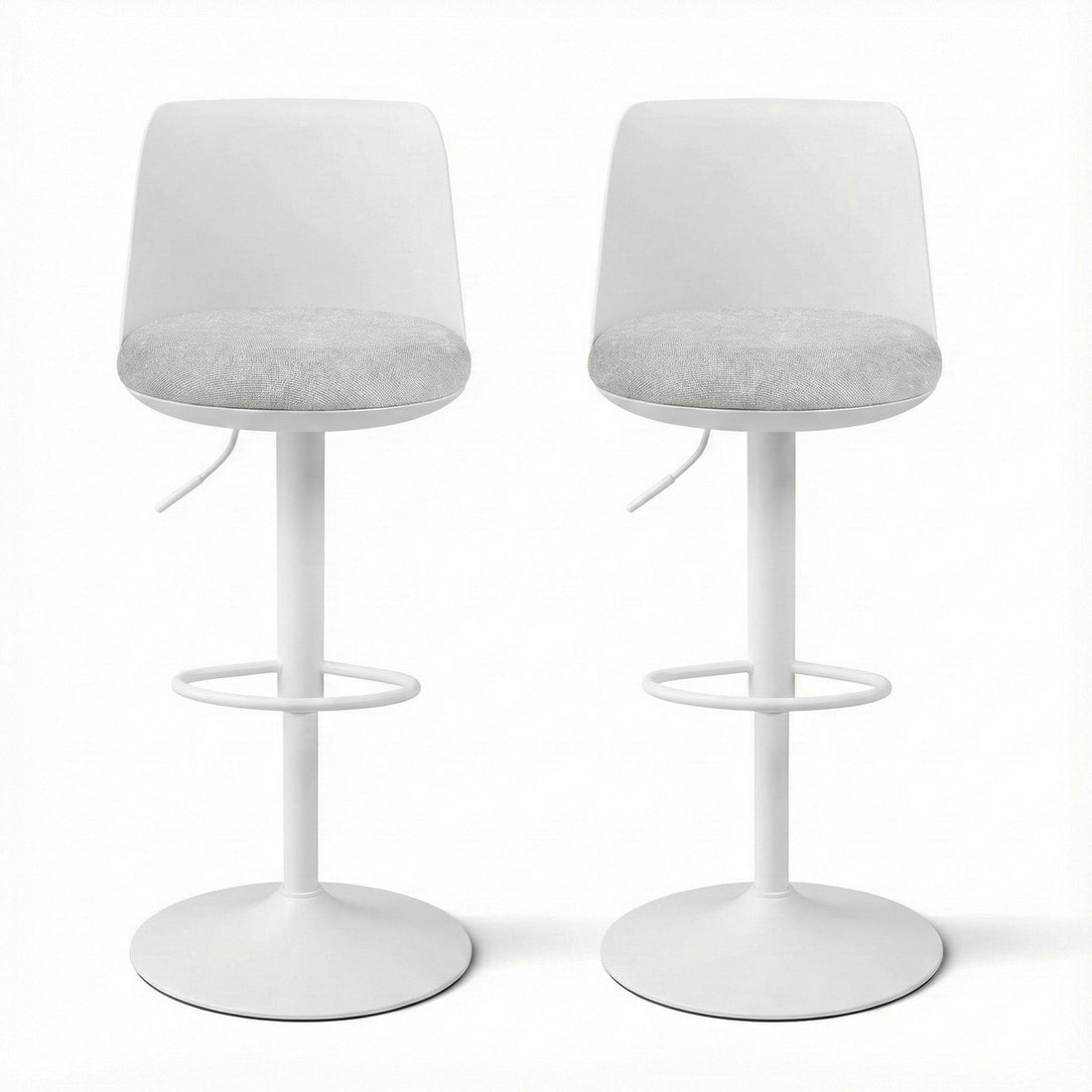 Artiss 2x Bar Stools Kitchen Swivel Gas Lift Counter Dining Chair Curved White