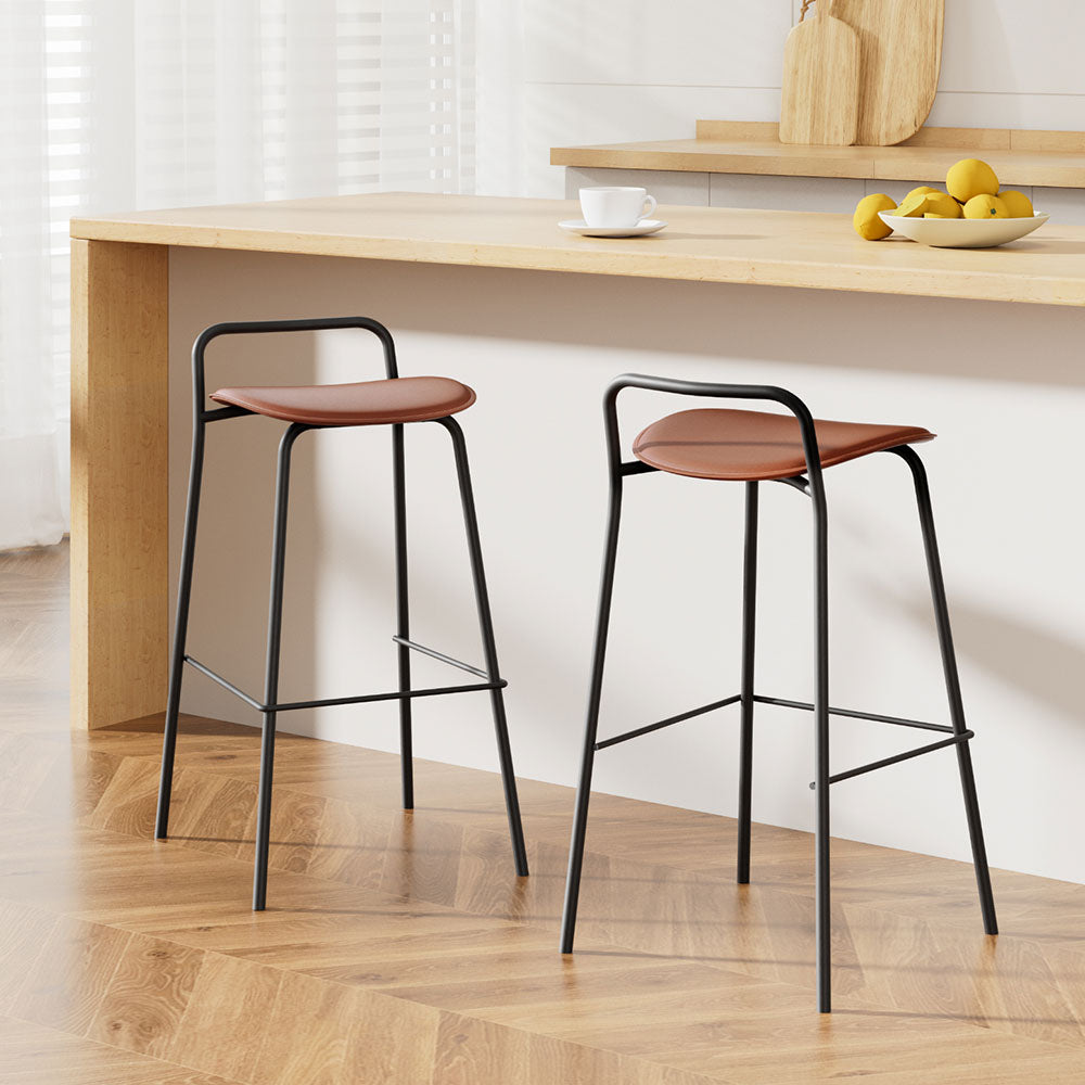 2x Korra Bar Stools - Metal Chocolate