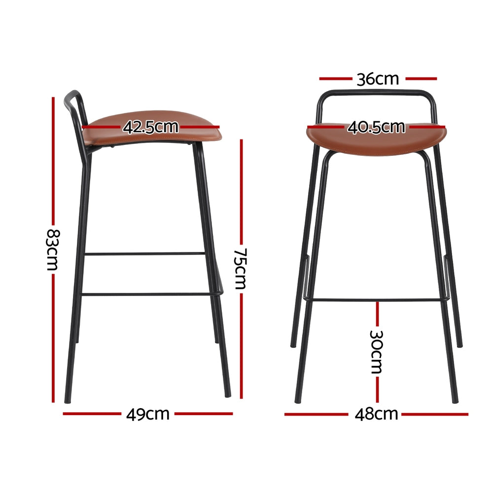 2x Korra Bar Stools - Metal Chocolate