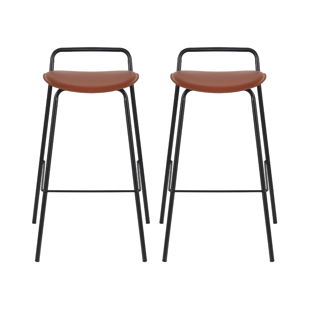 2x Korra Bar Stools - Metal Chocolate