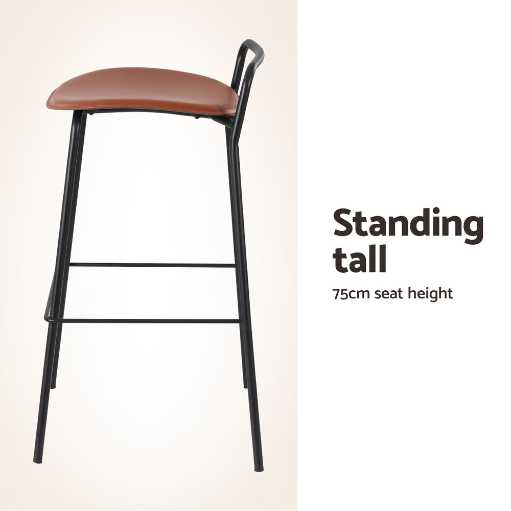 2x Korra Bar Stools - Metal Chocolate