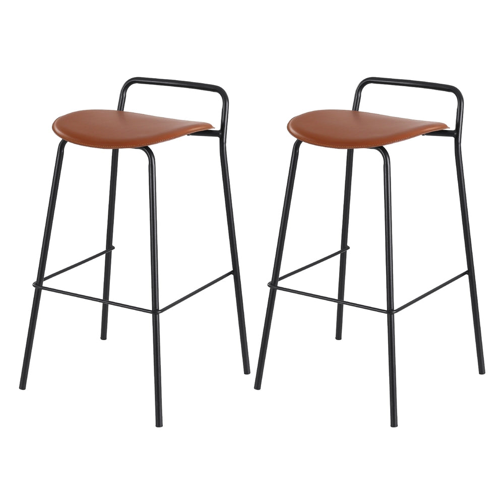 2x Korra Bar Stools - Metal Chocolate