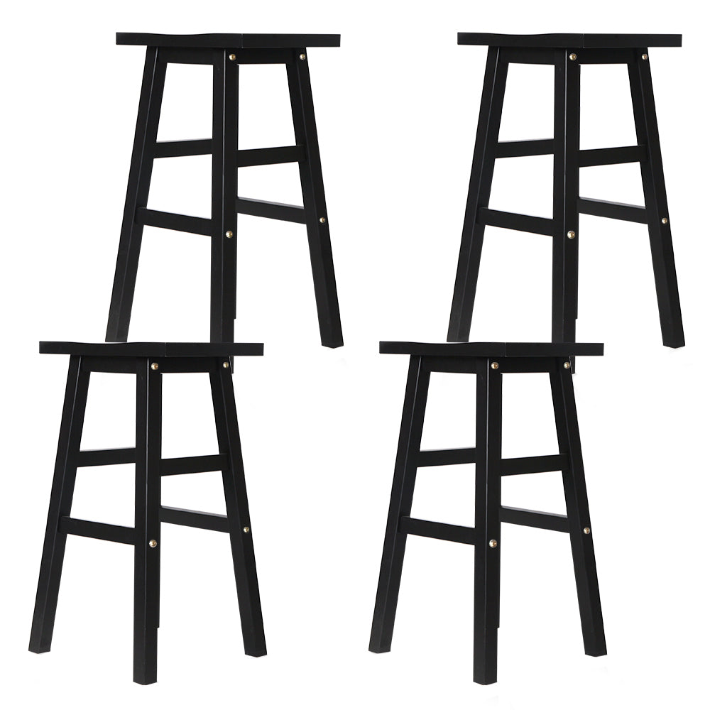 Korra Bar Stools Kitchen Counter Stools Wooden Chairs Black x4