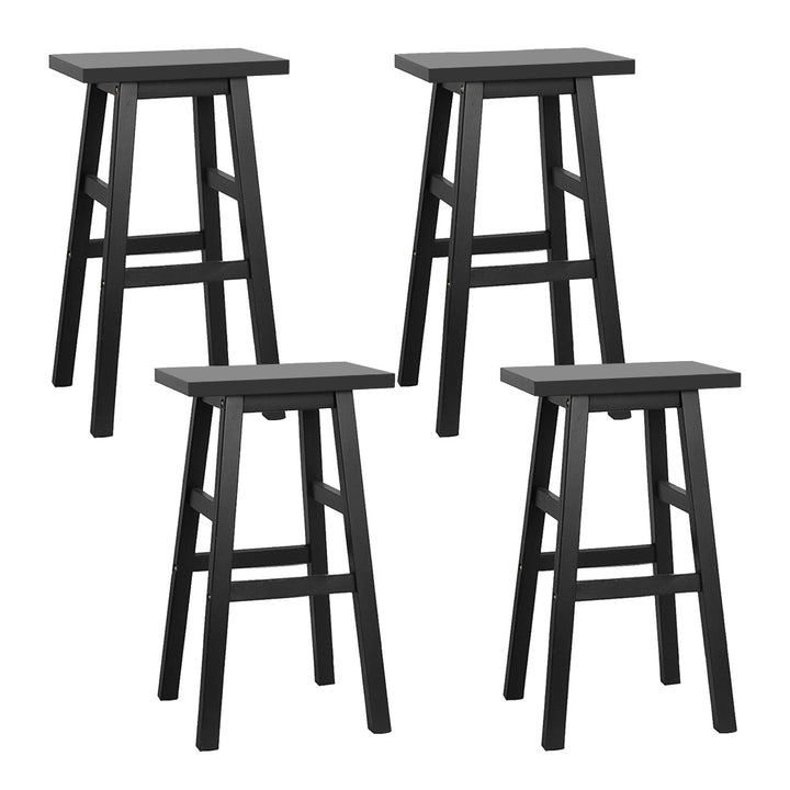 Korra Bar Stools Kitchen Counter Stools Wooden Chairs Black x4