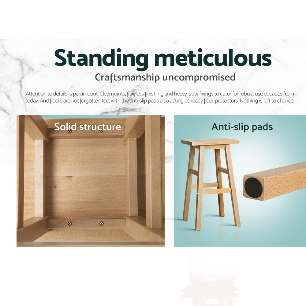 Korra Bar Stools Kitchen Counter Stools Wooden Chairs Natural x2