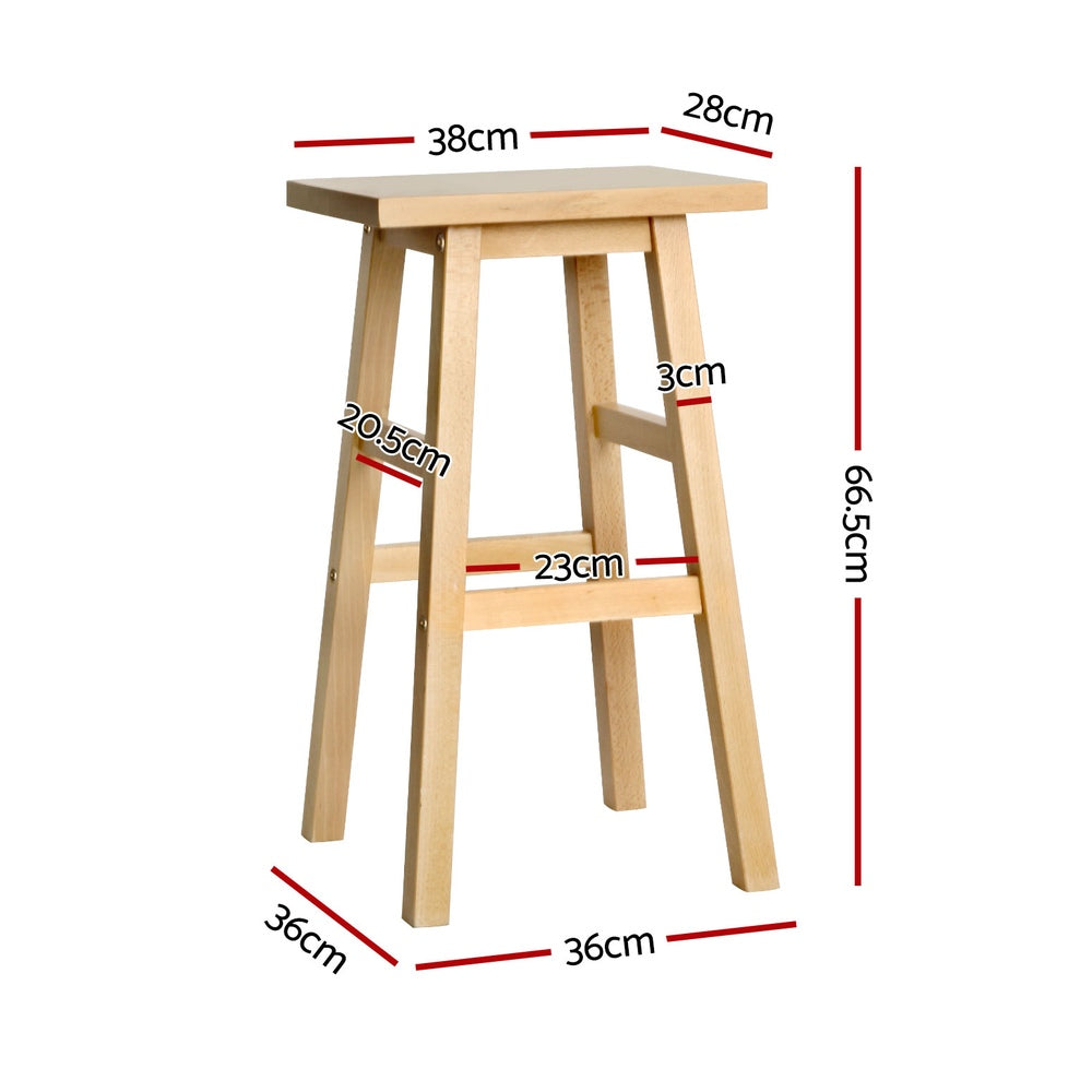 Korra 4x Bar Stools Kitchen Chairs Wooden Nature