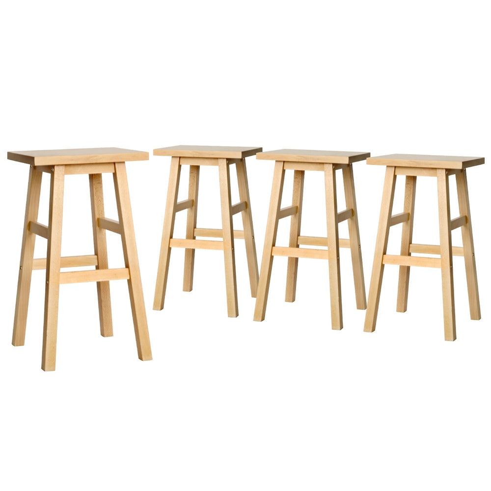 Korra 4x Bar Stools Kitchen Chairs Wooden Nature