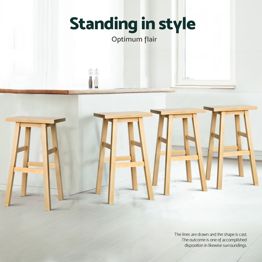 Korra 4x Bar Stools Kitchen Chairs Wooden Nature