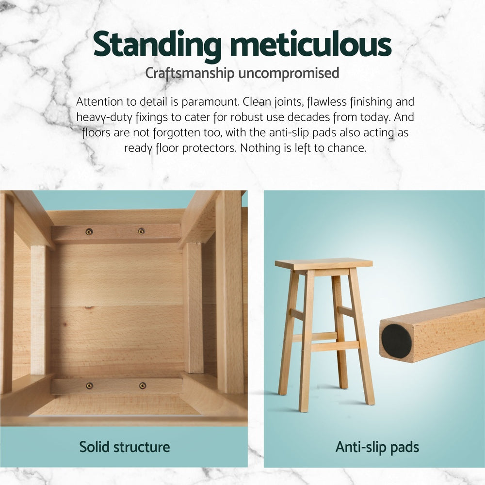 Korra 4x Bar Stools Kitchen Chairs Wooden Nature