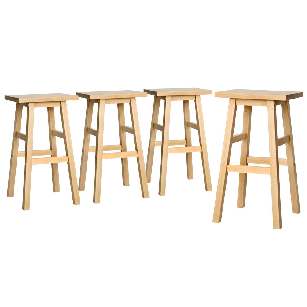 Korra 4x Bar Stools Kitchen Chairs Wooden Nature