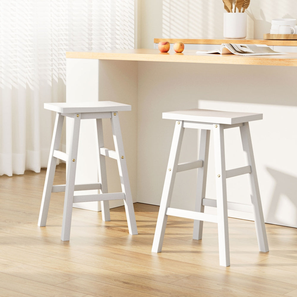 Korra Bar Stools Kitchen Counter Stools Wooden Chairs White x2