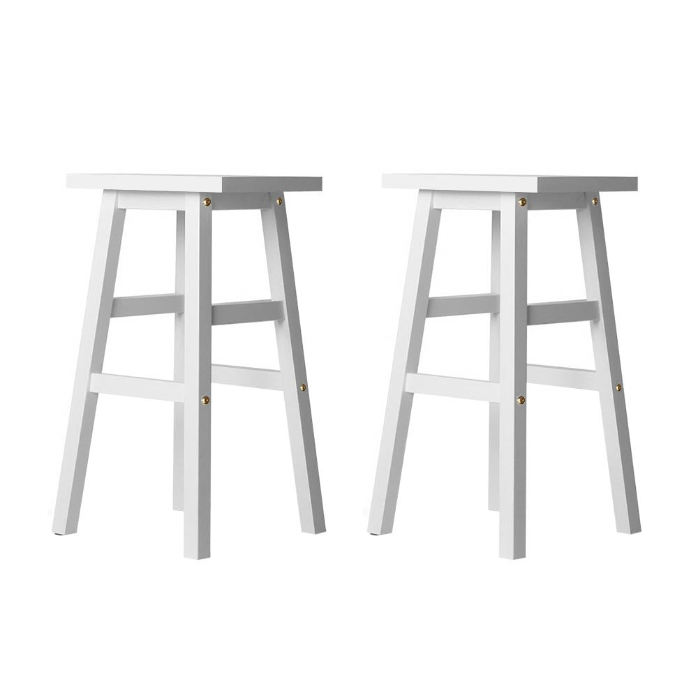 Korra Bar Stools Kitchen Counter Stools Wooden Chairs White x2