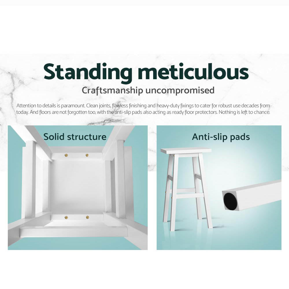 Korra Bar Stools Kitchen Counter Stools Wooden Chairs White x2