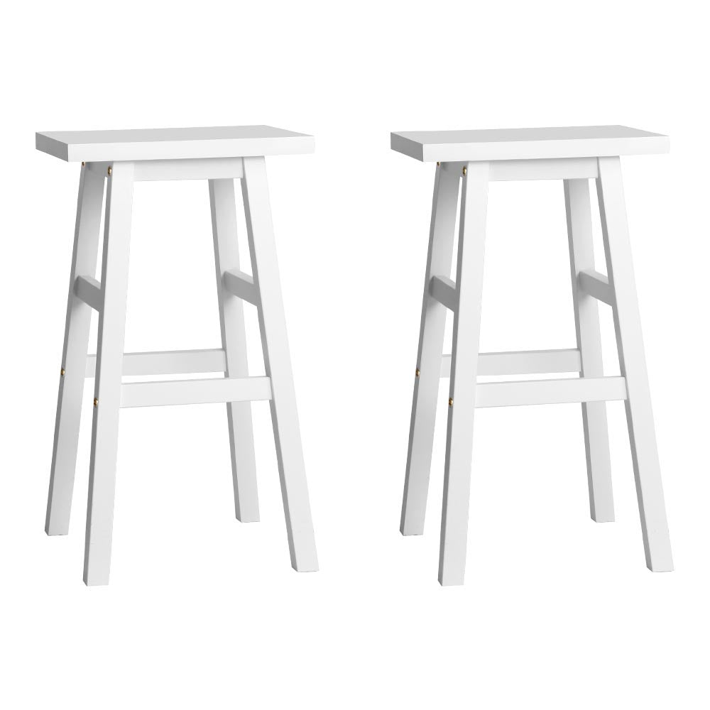 Korra Bar Stools Kitchen Counter Stools Wooden Chairs White x2