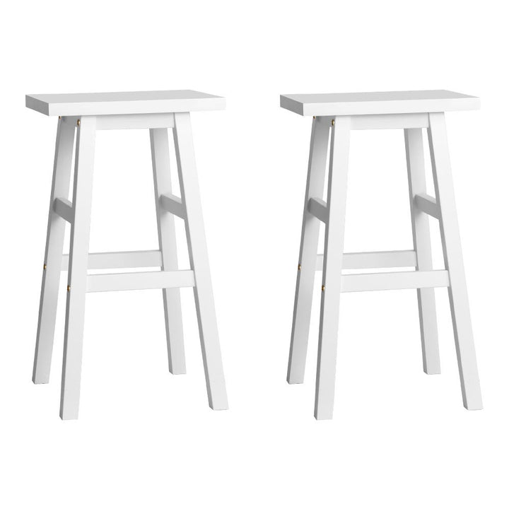 Korra Bar Stools Kitchen Counter Stools Wooden Chairs White x2
