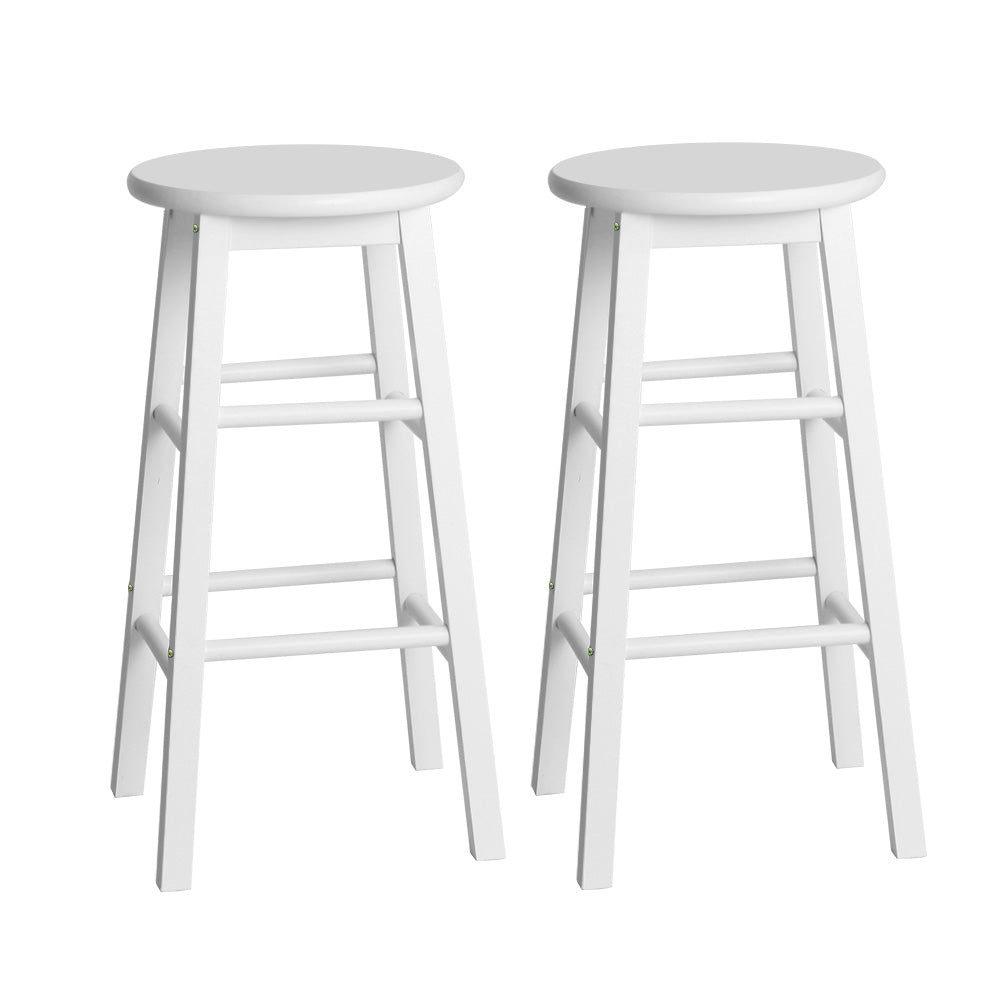 Korra 2x Bar Stools Round Chairs Wooden White
