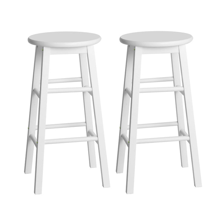 Korra 2x Bar Stools Round Chairs Wooden White