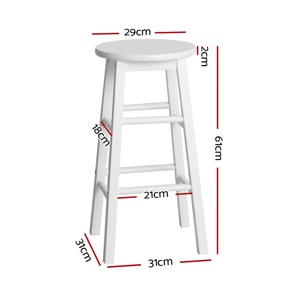 Korra 2x Bar Stools Round Chairs Wooden White