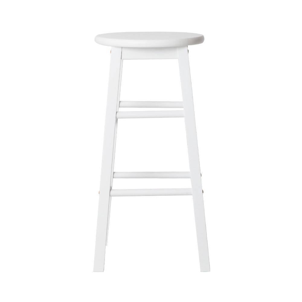 Korra 2x Bar Stools Round Chairs Wooden White
