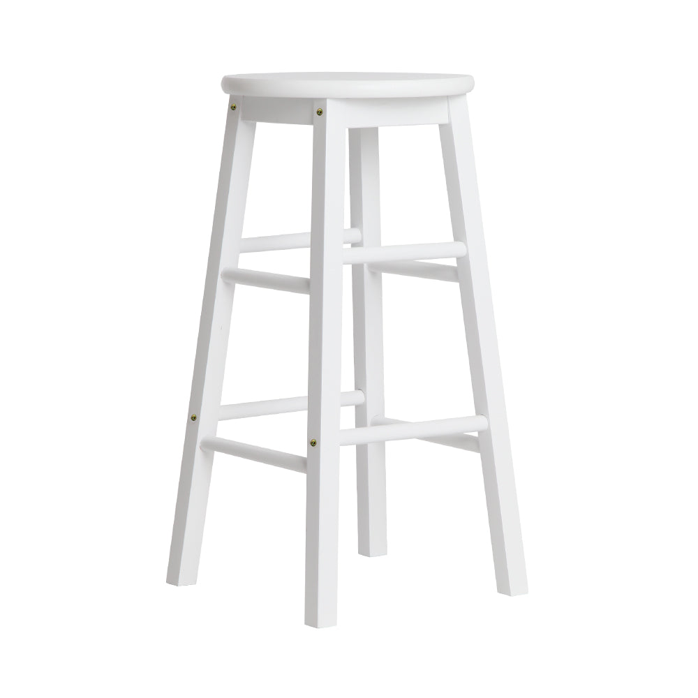 Korra 2x Bar Stools Round Chairs Wooden White