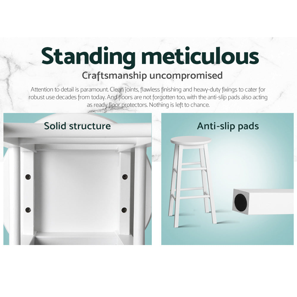 Korra 2x Bar Stools Round Chairs Wooden White