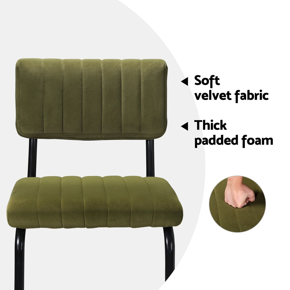 Korra 2x Bar Stools Velvet Chairs Green