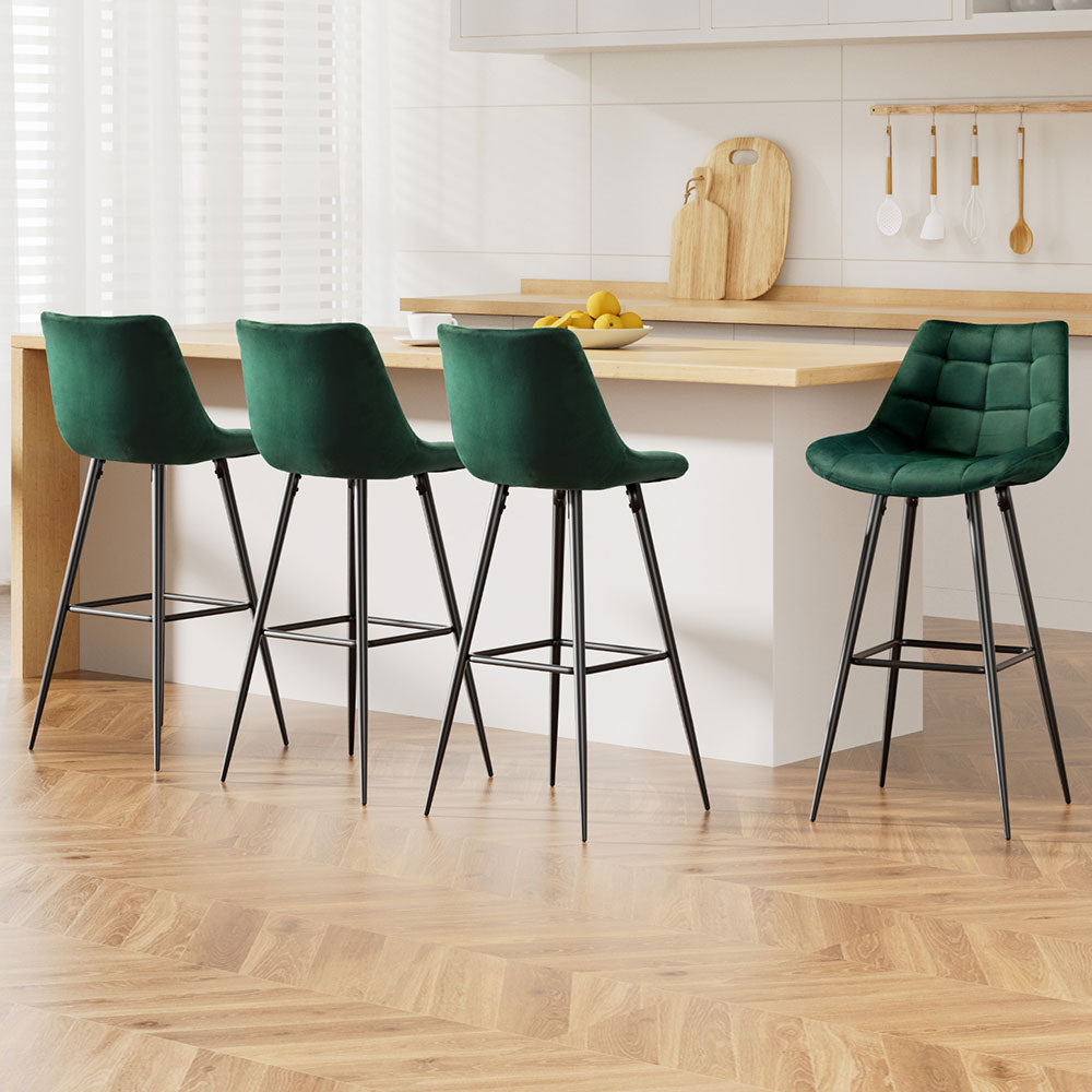 Brianna Velvet Fabric Bar Stool (Set of 4)