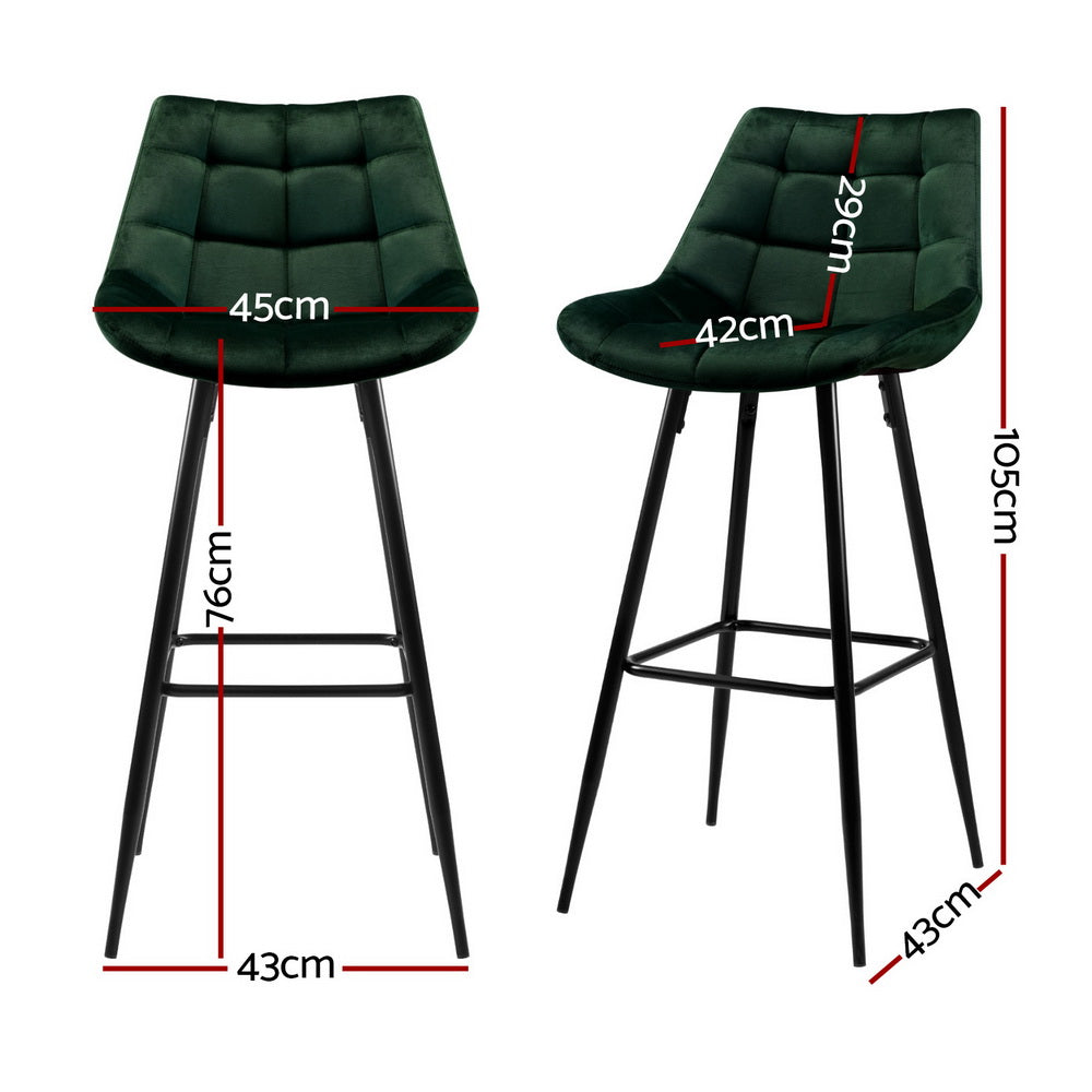 Brianna Velvet Fabric Bar Stool (Set of 4)