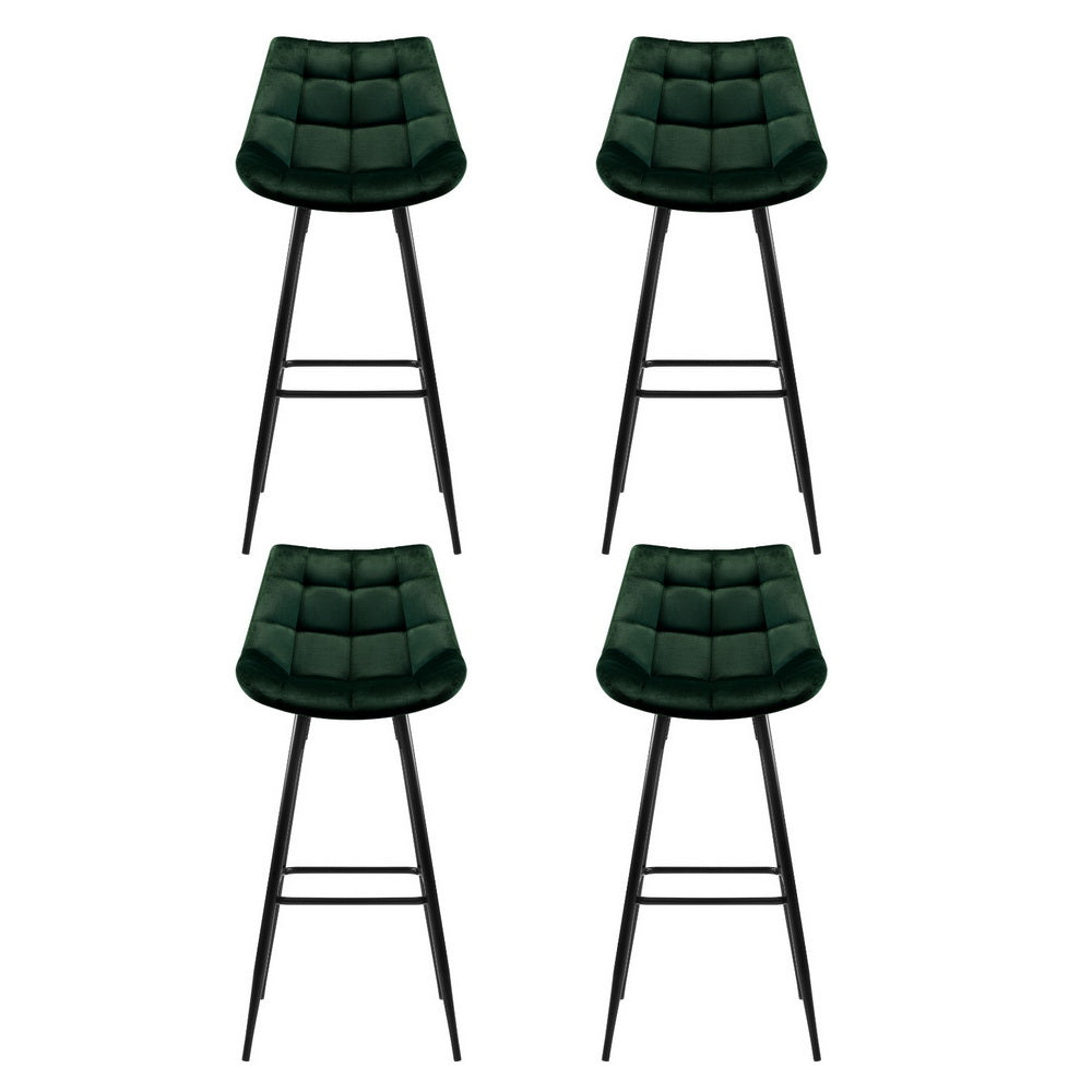 Brianna Velvet Fabric Bar Stool (Set of 4)