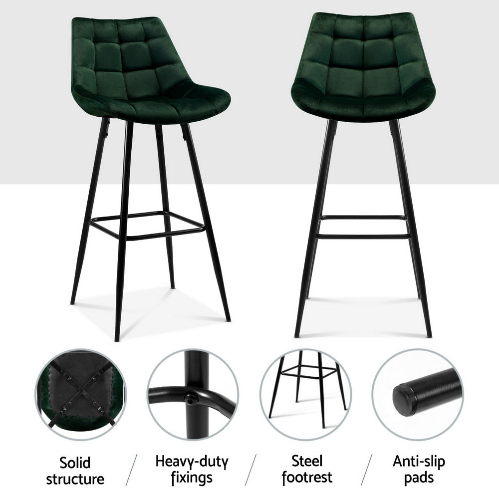 Brianna Velvet Fabric Bar Stool (Set of 4)