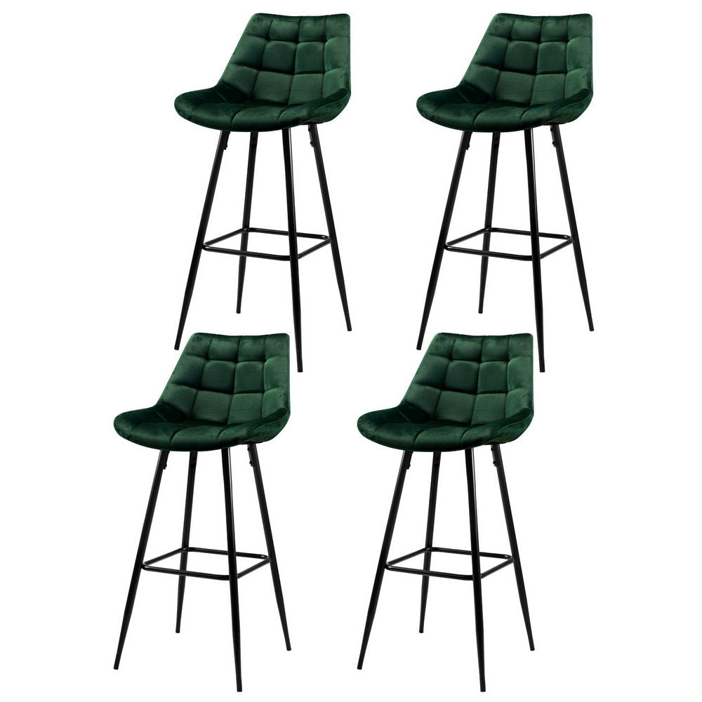 Brianna Velvet Fabric Bar Stool (Set of 4)