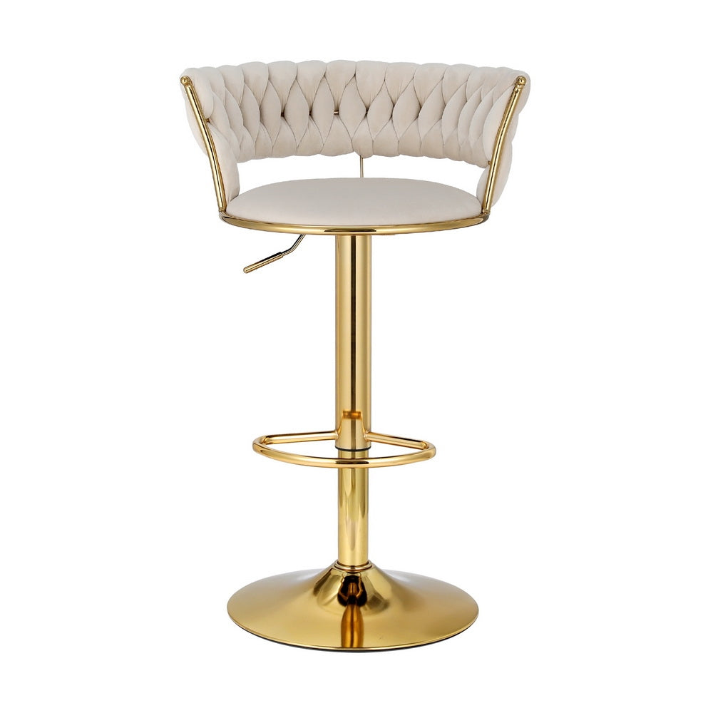 Korra Vivien 2x Bar Stools Gas Lift Velvet - Ivory