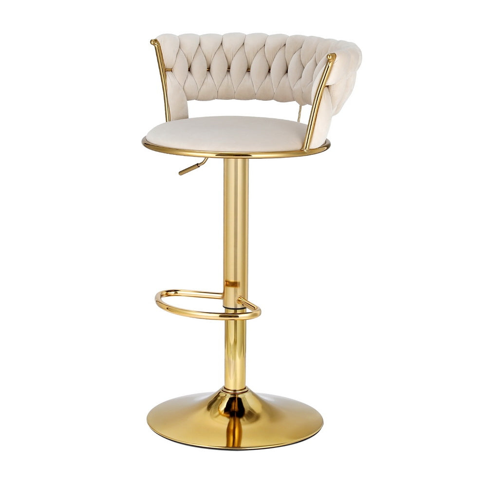 Korra Vivien 2x Bar Stools Gas Lift Velvet - Ivory