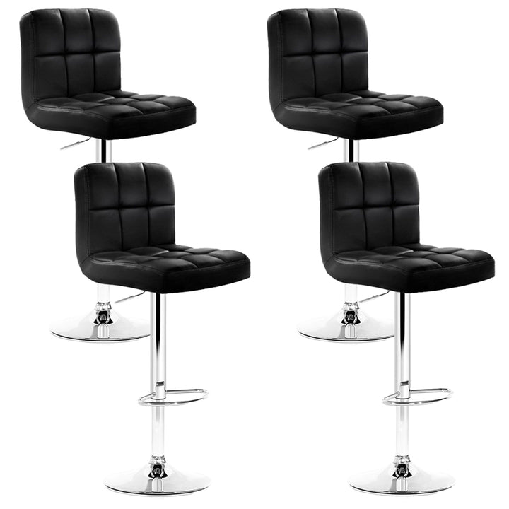Korra 4x Bar Stools Leather Gas Lift Black