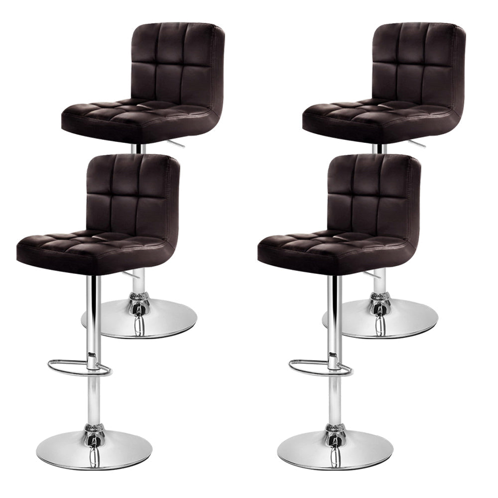 Korra 4x Bar Stools Leather Gas Lift Brown