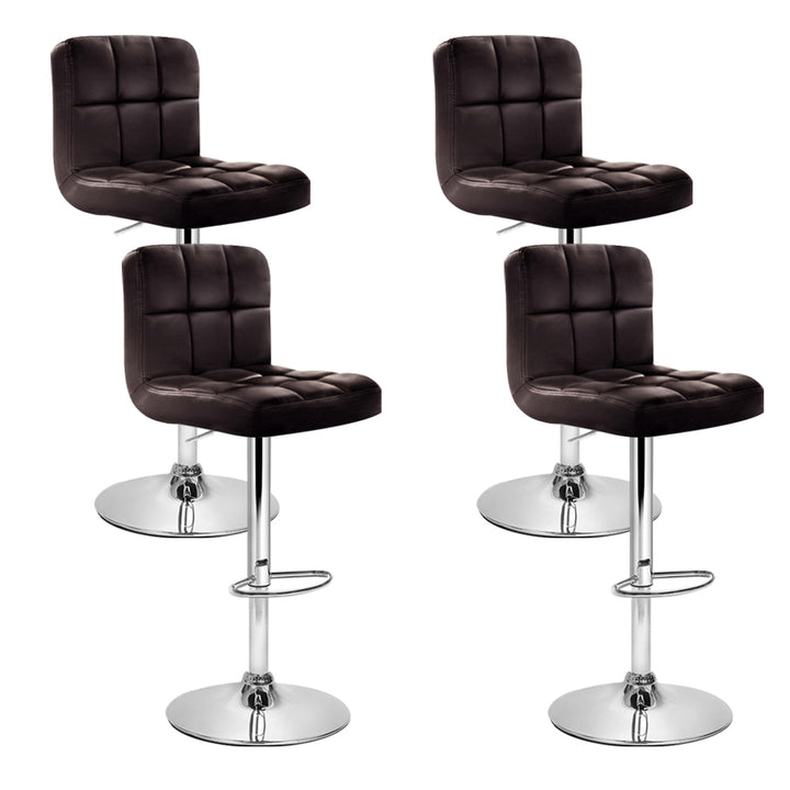 Korra 4x Bar Stools Leather Gas Lift Brown