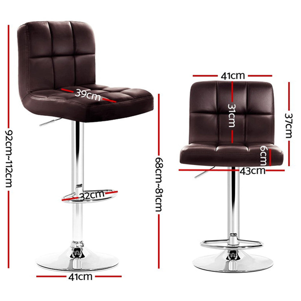 Korra 4x Bar Stools Leather Gas Lift Brown