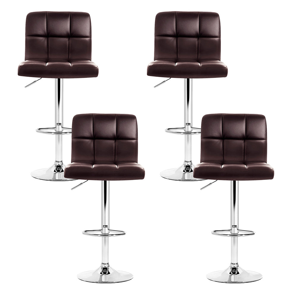 Korra 4x Bar Stools Leather Gas Lift Brown
