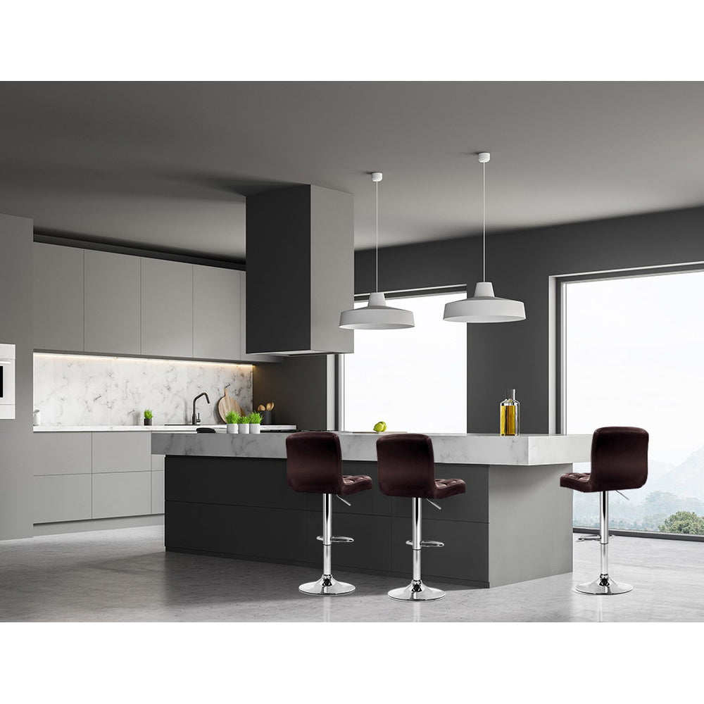 Korra 4x Bar Stools Leather Gas Lift Brown