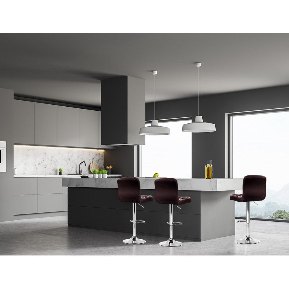 Korra 4x Bar Stools Leather Gas Lift Brown