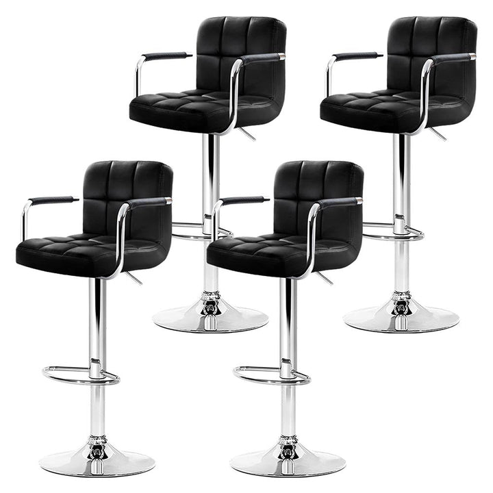 Artiss 4x Bar Stools Leather Gas Lift w/Armrest Black